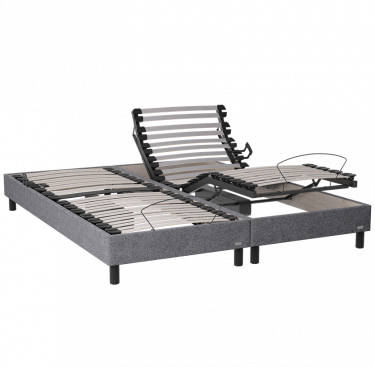 Lit électrique tapissier duo Precisio + matelas mousse Prio