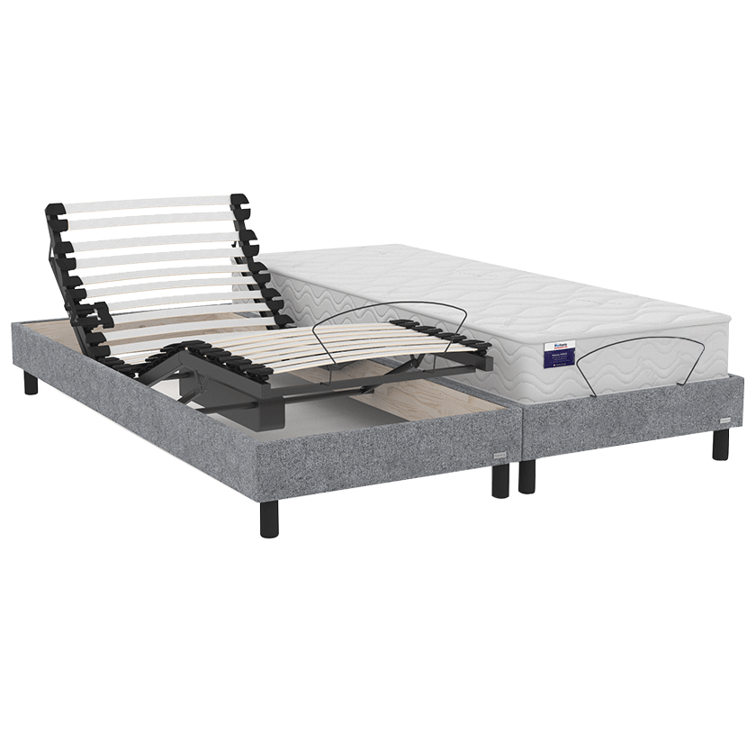 Lit électrique tapissier duo Precisio + matelas mousse Prio