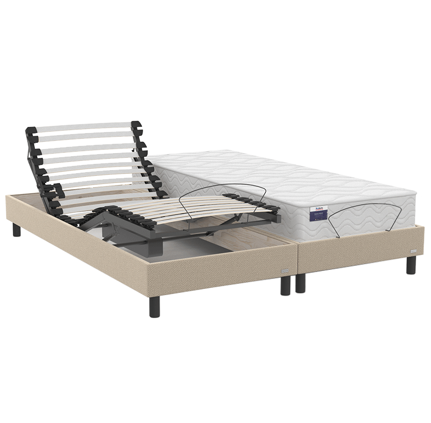 Lit électrique tapissier duo Gravity + matelas latex Roma